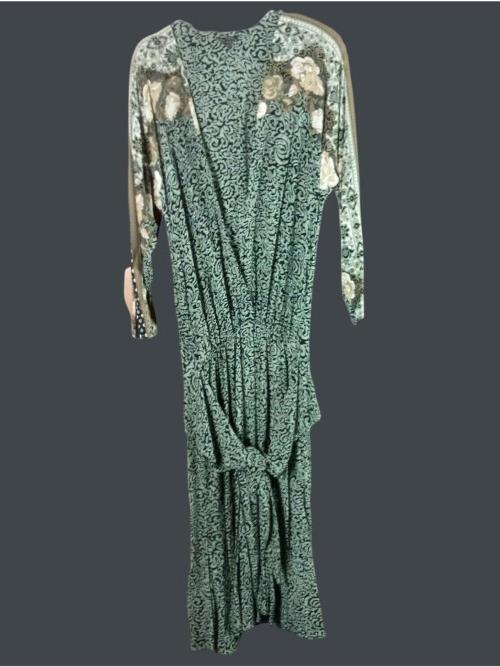 Vintage Carole Little Maxi Dress Womens 6 Drop Waist Peplum Brooch Whimsygoth